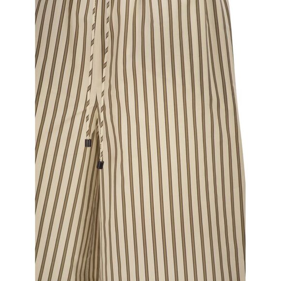 Max Mara Women Mxmordine - Wide-Leg Trousers In Striped Cotton And Silk Canvas